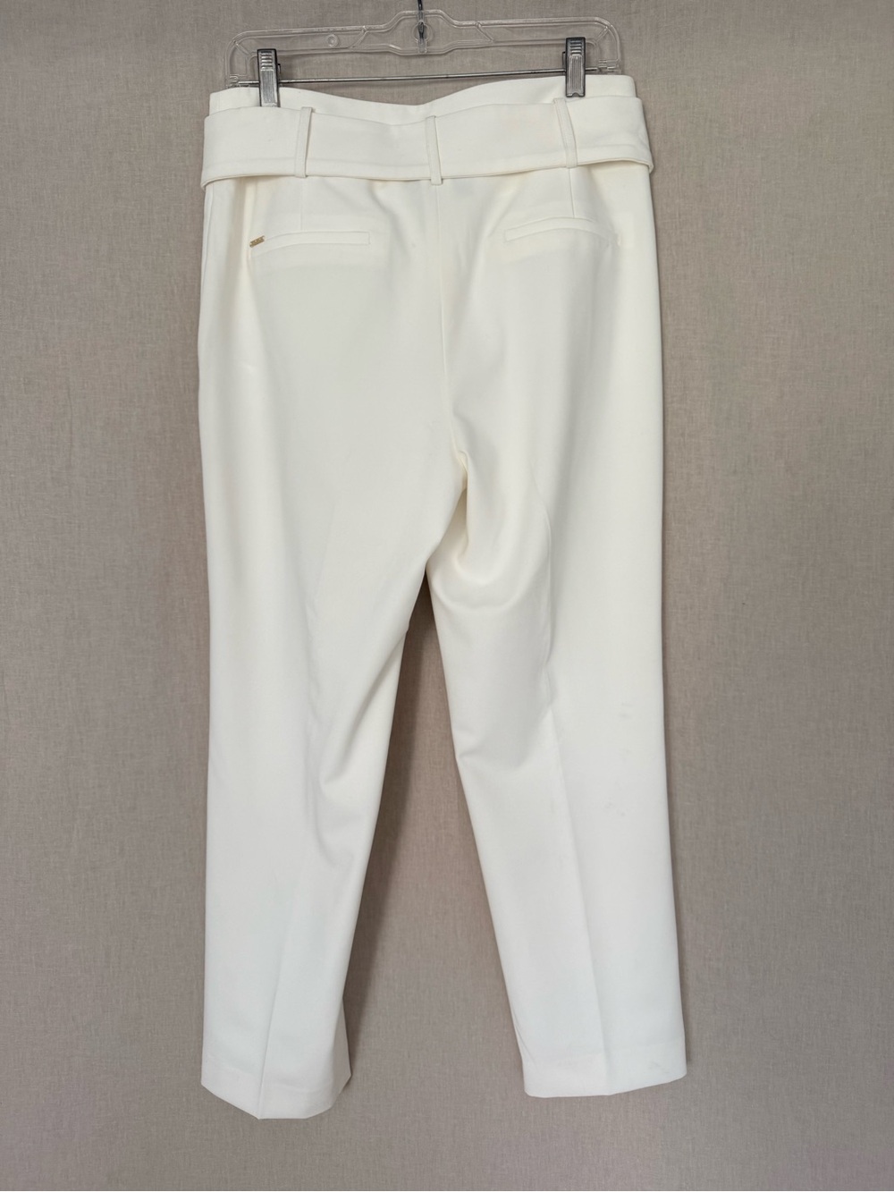 DKNY Cream Belted Ankle Pants | Fully Lined Trousers | Neutral | Classic - Picture 3 of 14